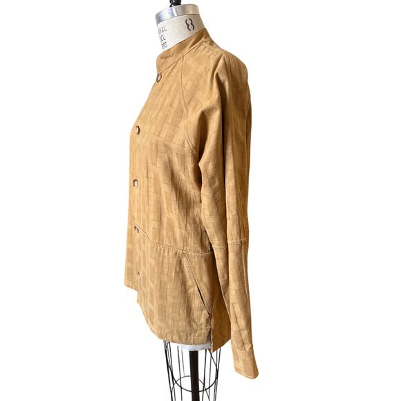 Simple by Trista Mustard Gold Marndarin Collar Chore Jacket Size Small - Picture 2 of 6